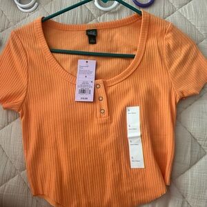 Wild Fable Orange Ribbed Crop Top